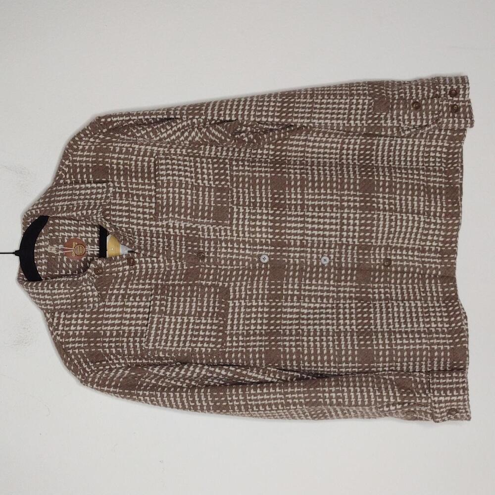 NWT Common People Brown and White Plaid Button-Up Shirt Jacket